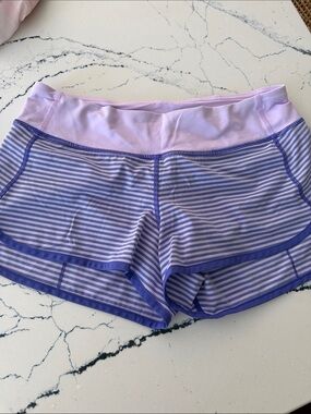 lululemon athletica Lavender and Periwinkle Striped Bike Shorts